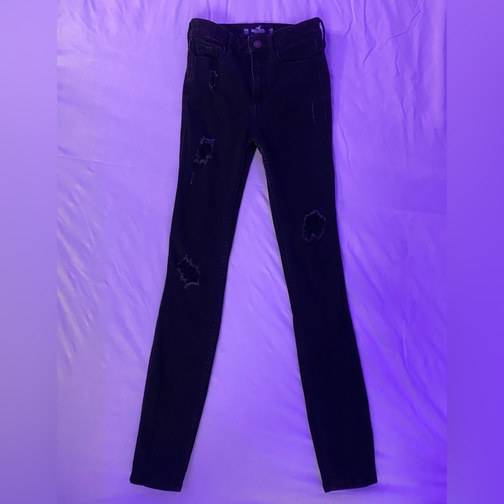 black ripped Hollister jeans